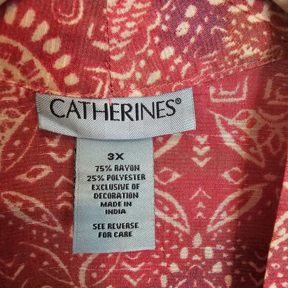 Catherines Kimono Plus Size Open Front Kimono Plus Size Floral Kimono 3X Red - Picture 7 of 7